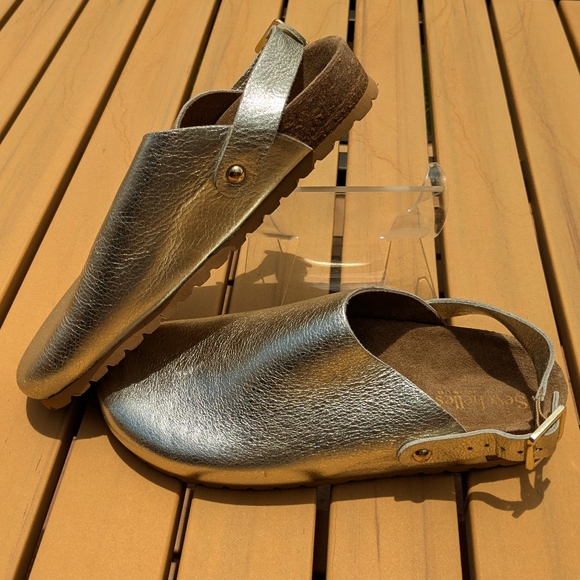 Seychelles Buckle Up Metallic Gold Mule Clogs Size 6 - Picture 5 of 7